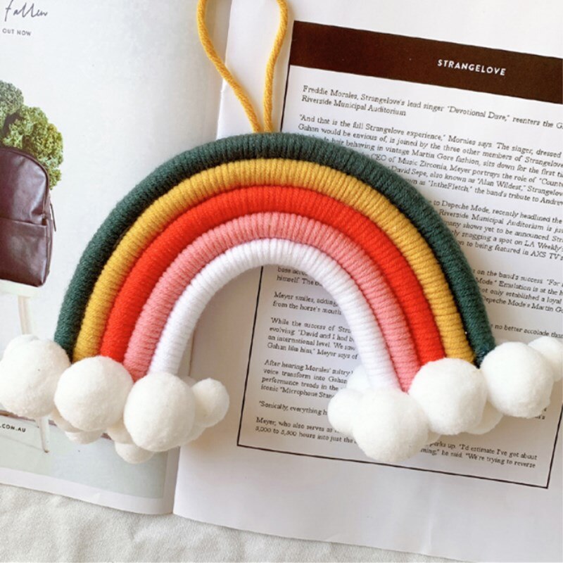 INS Nordic Hand Woven Cloud Rainbow Pendant For Kids Room Decorations Baby Bed Tent Hanging Ornaments Nursery Decor Photo Props - Provence Home Living Store