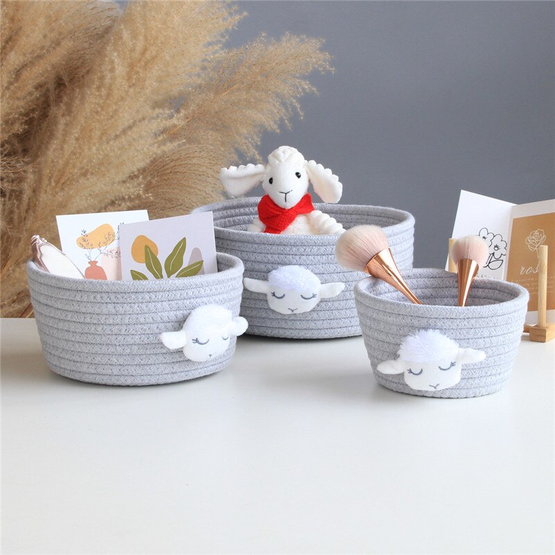 Cartoon Animals Cotton Rope Storage Baskets Baby Dirty Clothes Laundry Basket Weaving Kids Toys Desktop Sundries Organizer Box - Provence Home Living Store