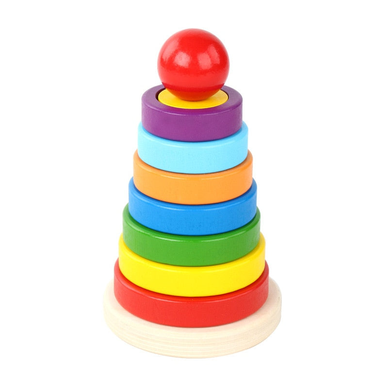 Montessori Puzzle Game Kids Toys Rainbow Tower pyramid Nesting Stacking Baby Shape Games Toy Children DIY Birthday Present Toys - Provence Home Living Store