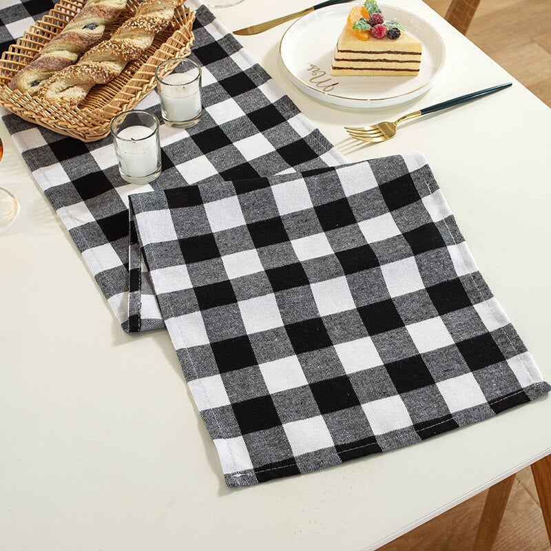 Buffalo Plaid Table Runner and Napkin Placemats Event Party Supplies Fabric Decor for Holiday Wedding Birthday Christmas Cloth - Provence Home Living Store