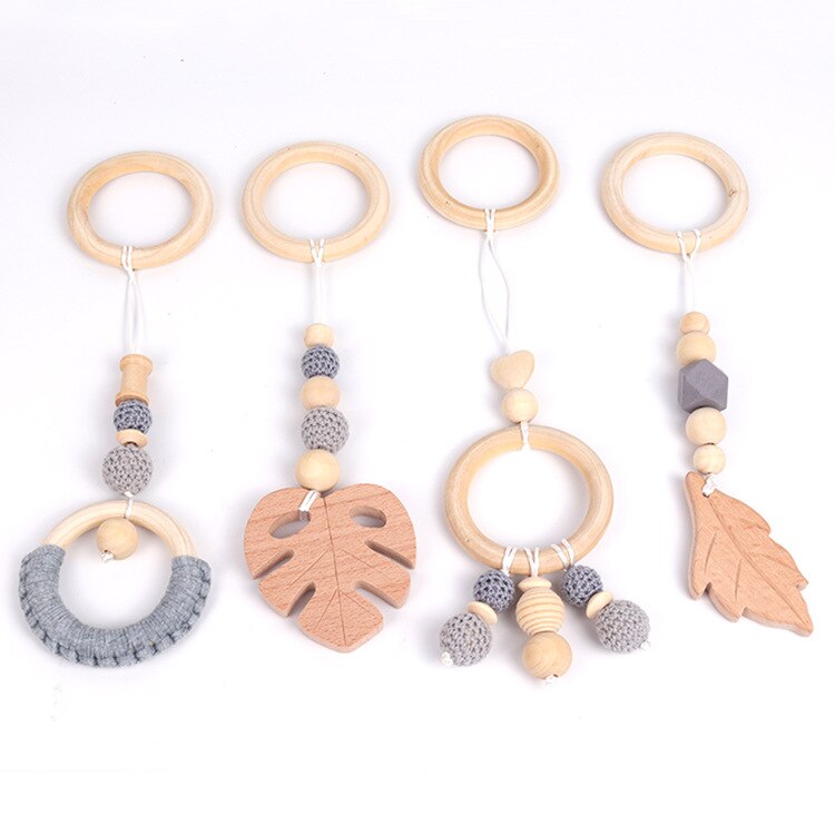 Nordic Style Baby Gym Play Frame Wooden Infant Nursery Sensory Ring-Pull Toy Teething Nursing Rattle Toys Gifts Infant Room Deco - Provence Home Living Store