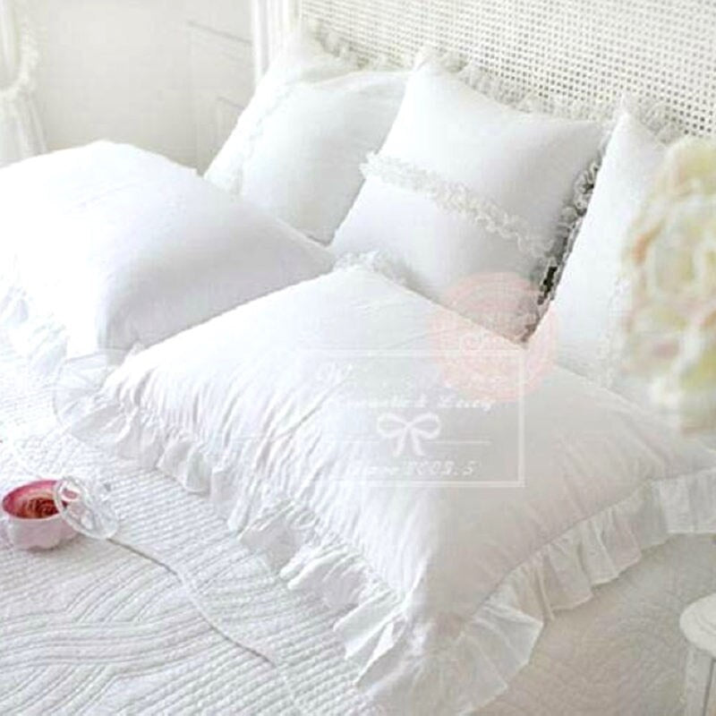 2pcs claasic pillowcase Elegant ruffle pillow sham brief wrinkle handmade pillowcase home bedding pillowcases princess bedroom - Provence Home Living Store