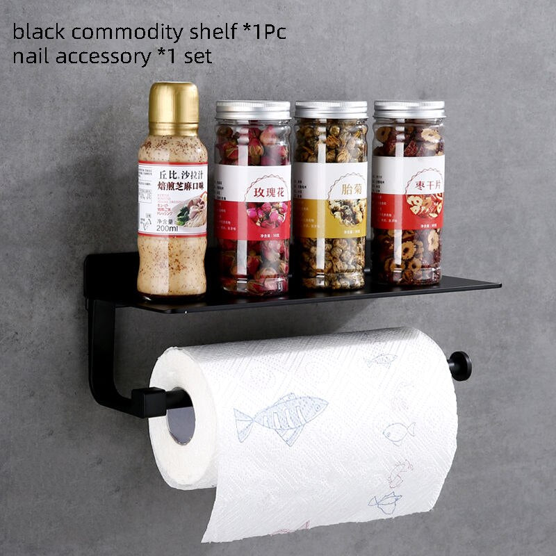 Kitchen Organizer Shelf Wall-mounted Seasoning Holder Aluminum Bathroom Storage Shelf Towel Rack Plastic Wrap Storage Rack - Provence Home Living Store