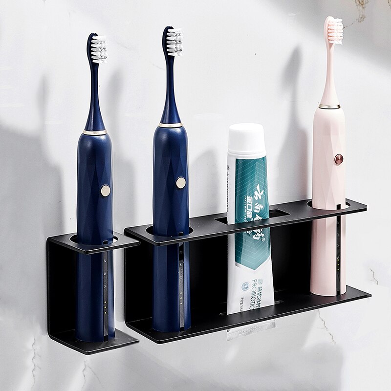 Wall Mounted Electric Toothbrush Holder Black Toothpaste Holder For Bathroom Shelf White Storage Rack For Home Drop Shipping - Provence Home Living Store