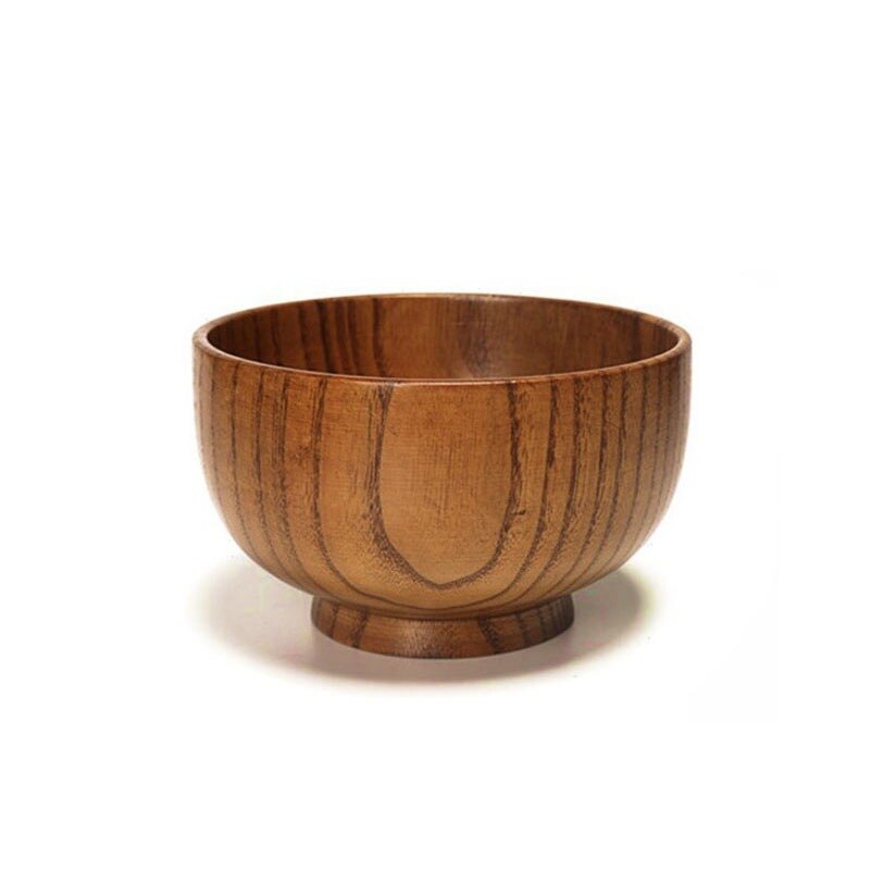 Acacia Wood Serving Bowl For Fruits or Salads Japanese Style Single Bowl Wood Rice Soup Bowl Food Container Kitchen Tableware - Provence Home Living Store