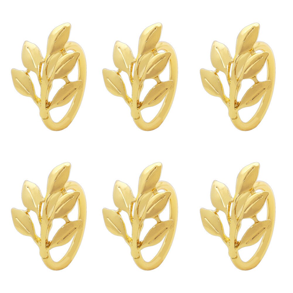 6 Pieces Alloy Leaf Napkin Buckles,European Hotel Supplies Napkin Rings,Holiday Wedding Party Everyday Dinning Napkin Holder - Provence Home Living Store