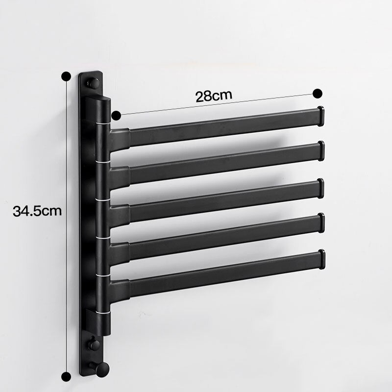 Aluminium Alloy Bathroom Swivel Towel Bar, 2/3/4/5-Arm Swing Hanger Towel Rack with Hook Space Saving Wall Mounted Rotating Towe - Provence Home Living Store