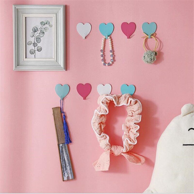 4pcs Love Heart Wall Hooks Clothes Towel Mask Hanger Stainless Steel Bathroom Kitchen Hook Door Keys Organizer Holder Home Decor - Provence Home Living Store