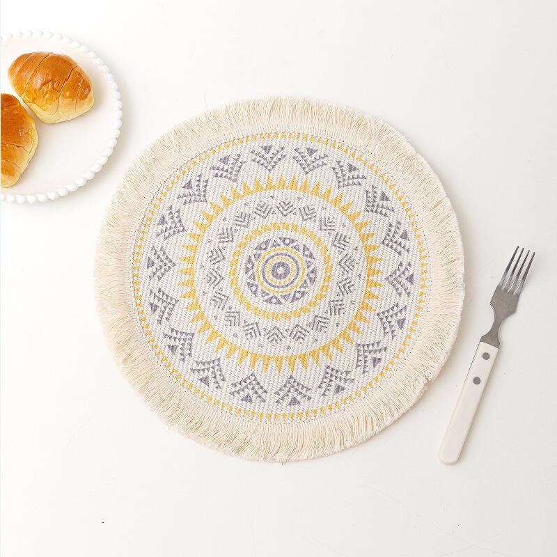 Bohemian Mandala Cotton Rope Woven Placemats Macrame Tassels Table Mats Insulation Pads Coffee Cup Coaster Farmhouse Decor Props - Provence Home Living Store