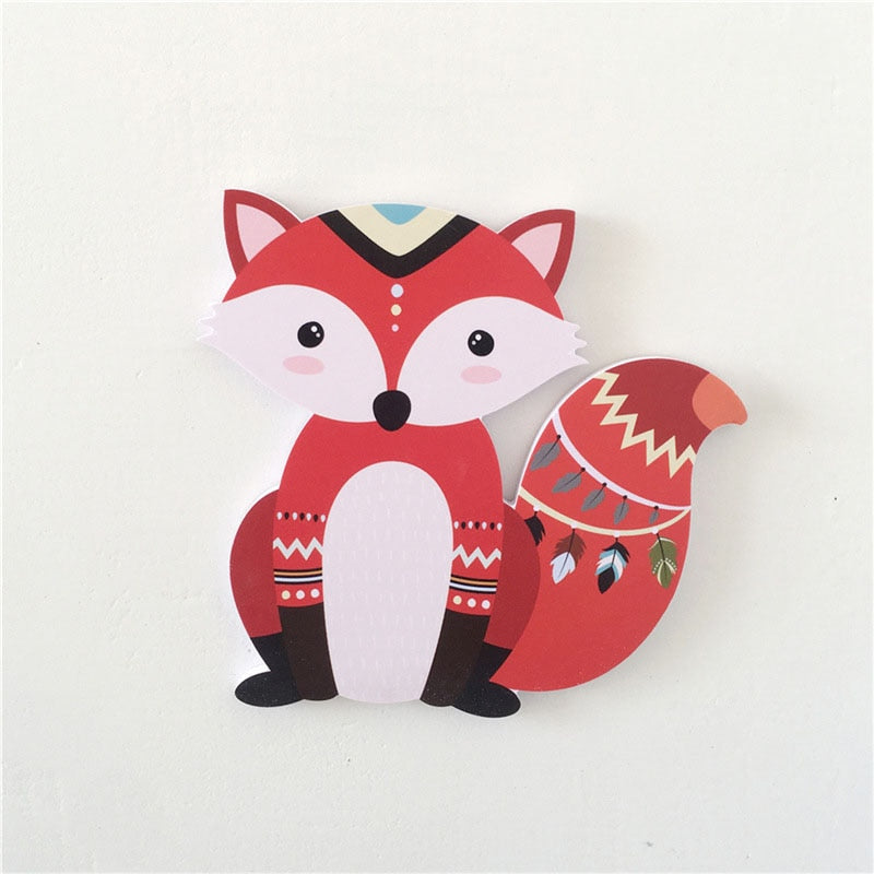 Nordic Wooden Fox Wall Sticker Wood Plastic Anima Fox Bear Squirrel Cactus Kids Room Nursery Decor Home Decoration Accessories - Provence Home Living Store