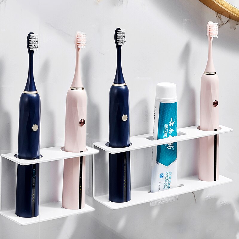 Wall Mounted Electric Toothbrush Holder Black Toothpaste Holder For Bathroom Shelf White Storage Rack For Home Drop Shipping - Provence Home Living Store