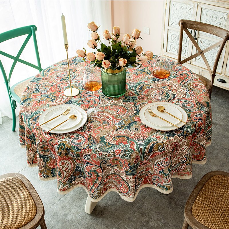 Garden Print Round table cloth Lace party tablecloth American Country style tablecloth dinning table cover elegant table cloths - Provence Home Living Store