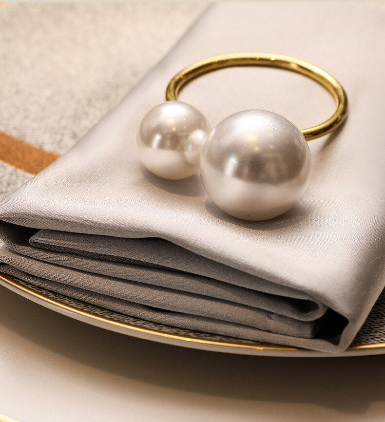 12PCS Pearl Pretty Napkin Buckles,Elegant Napkin Ring,Weddings Event Decoration Graceful Napkin Holder,Home Table Party Supplies - Provence Home Living Store