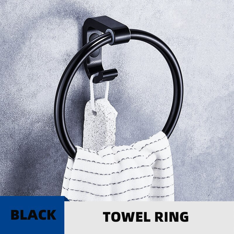 Modern Design Towel Rings With Hook Towel Holder Round Bathroom Accessories Hardware Wall-Mounted Towel Rack - Provence Home Living Store