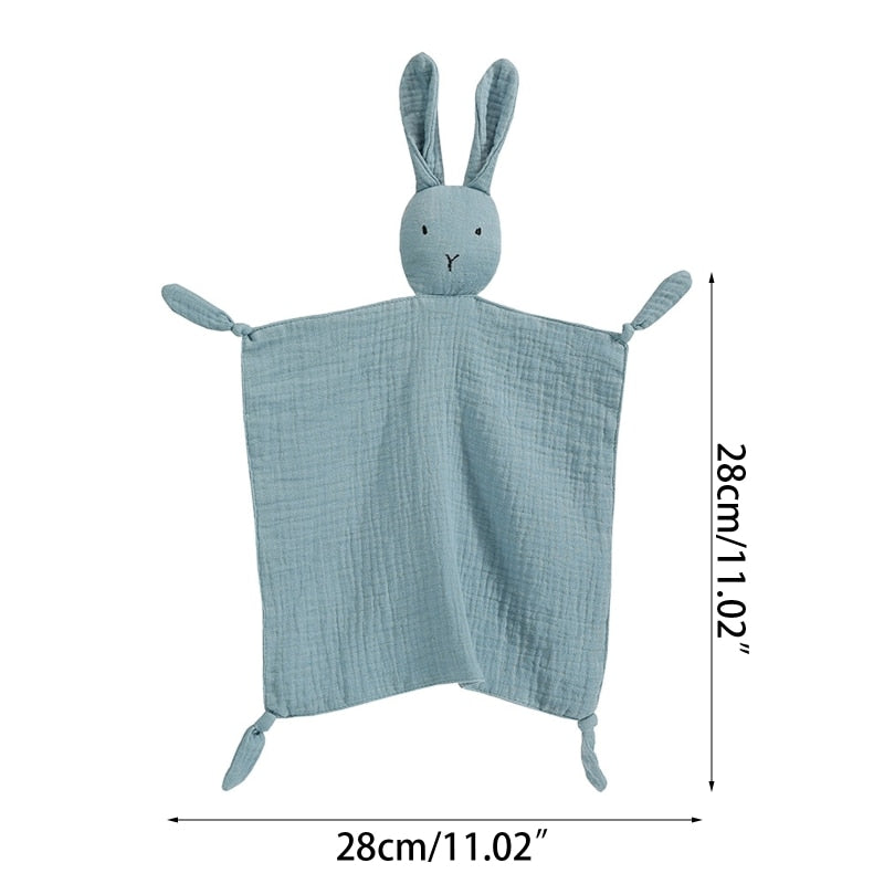 Soft Cotton Muslin Baby Bib Stuffed Rabbit Doll Newborn Appease Towel Security Blanket Baby Sleeping Cuddling Towel Facecloth - Provence Home Living Store