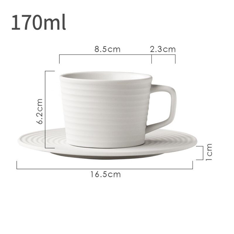 White Coffee Cup Minimalist Design Teacup Ceramic Household Striped Breakfast Milk Mug Wooden Frame Glass Tray Afternoon Tea - Provence Home Living Store