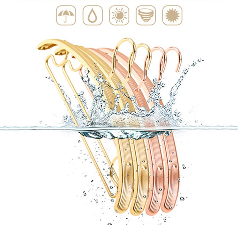 5pcs Widen Metal Coat Hangers Gold Aluminum Alloy Household Space Saver Non-slip Clothes Hanger Sweater Pants Shirt Drying Rack - Provence Home Living Store