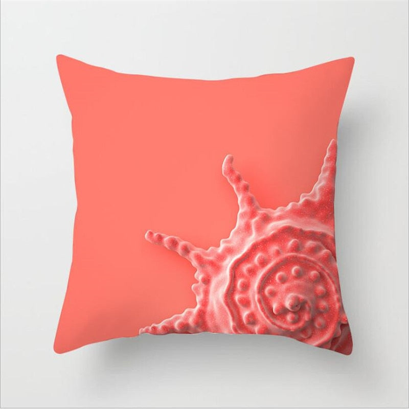 1pcs Coral Orange Cushion Cover Starfish Geometric Decorative Pillow Case Polyester Office Car Sofa Throw Pillowcases Home Decor - Provence Home Living Store