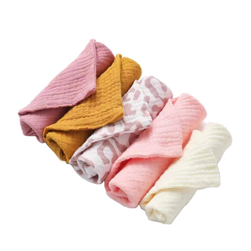 5 Pcs Cotton Baby Muslin Towel Square Infants Saliva Towel Newborn Burp Cloths for Baby Face Washcloth Handkerchief Baby Bibs - Provence Home Living Store