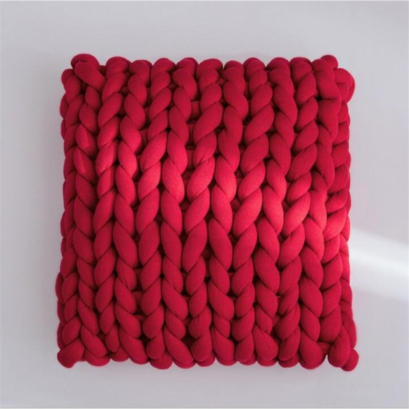 Square Chunky Wool Pillow Handmade Knitting Cushions INS Nordic Braided Cushion For Kids Room Decoration Sofa Bed Throw Pillows - Provence Home Living Store