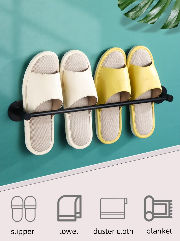 Slipper Rack Towel Hanger Wall-Mounted Shoes Storage Rack Punch Free Aluminium Alloy Slippers Holder - Provence Home Living Store