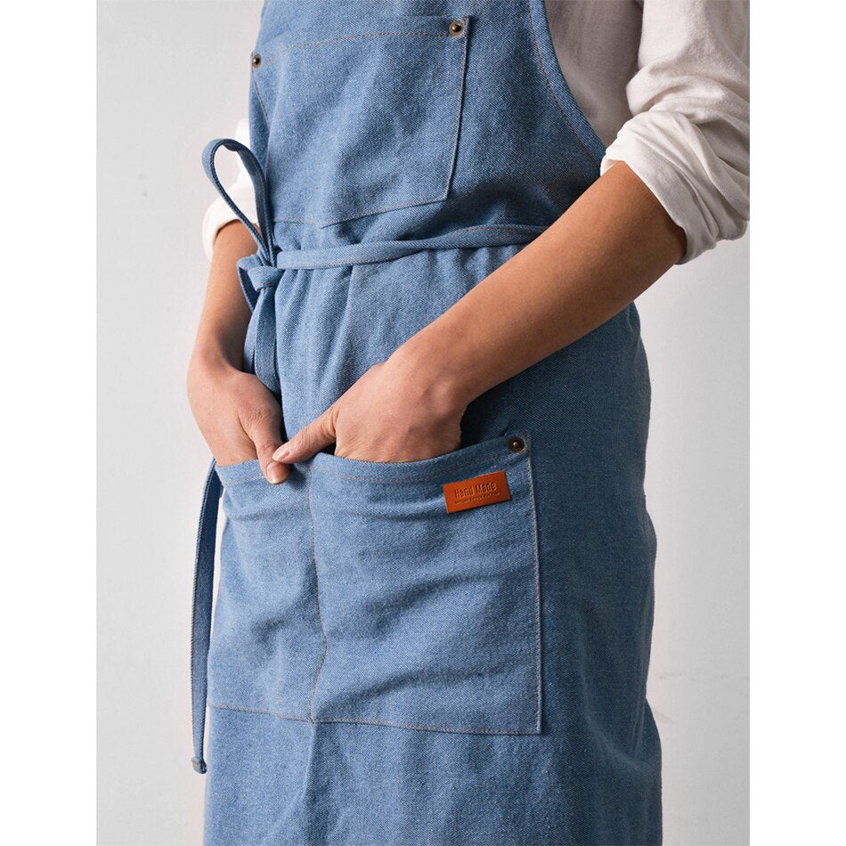 Cotton Denim Aprons Gardening Coffee Shop Kitchen Cooking Baking BBQ Cleaning Painting Restaurant Stylish Design Florist Apron - Provence Home Living Store