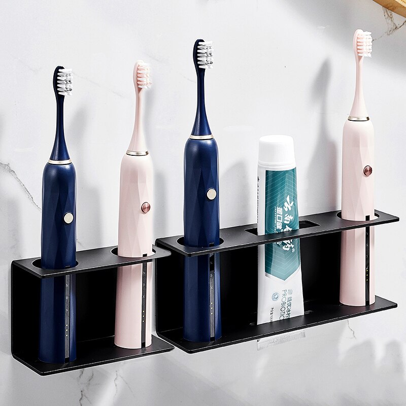 Wall Mounted Electric Toothbrush Holder Black Toothpaste Holder For Bathroom Shelf White Storage Rack For Home Drop Shipping - Provence Home Living Store