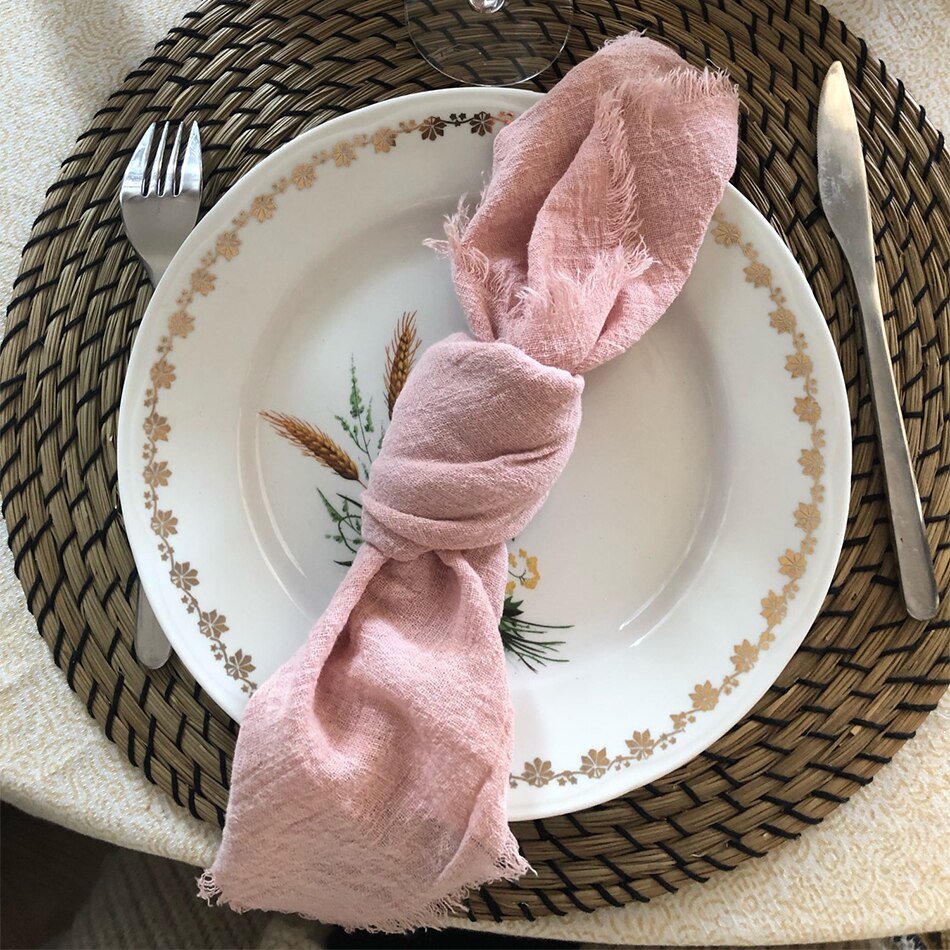 4PCS 42x42cm Cotton Crepe Napkins,Kitchen Retro Burr Texture Tea Cloth,Dining Place Mats,Dinner Table Rustic Wedding Decor - Provence Home Living Store