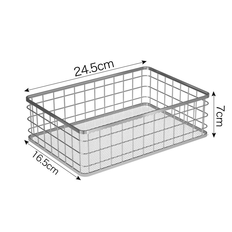 Nordic Metal Storage Basket Desktop Office Sundries Finishing Organizer Iron Table Debris Dressing Cosmetics Box Home Decoration - Provence Home Living Store