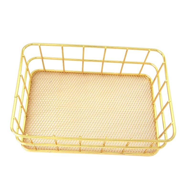 Nordic Metal Storage Basket Desktop Office Sundries Finishing Organizer Iron Table Debris Dressing Cosmetics Box Home Decoration - Provence Home Living Store