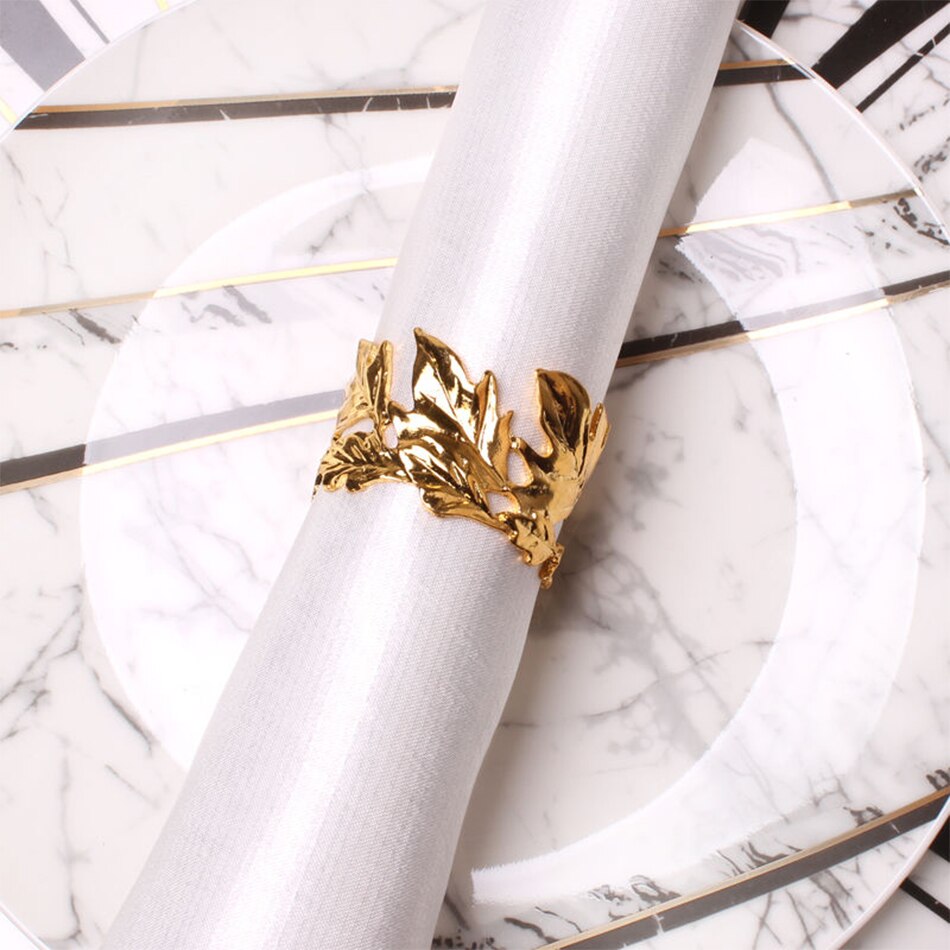 4PCS Metal Napkin Buckle,Silver Gold Wedding Decoration Napkin Ring,for Festival Dinner Parties Dining Table Banquet Feast - Provence Home Living Store