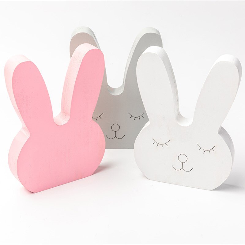 INS Nordic Wooden Rabbit Ornaments Kids Room Decoration Tabletop Furniture Wood Toys Wall Crafts Nursery Decor Photography Props - Provence Home Living Store