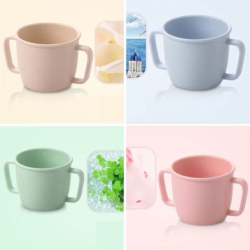 Wheat Straw Children Water Cup Eco-Friendly Double Handle Milk Drink Cup Learning Driking Mug For Baby Toddlers - Provence Home Living Store