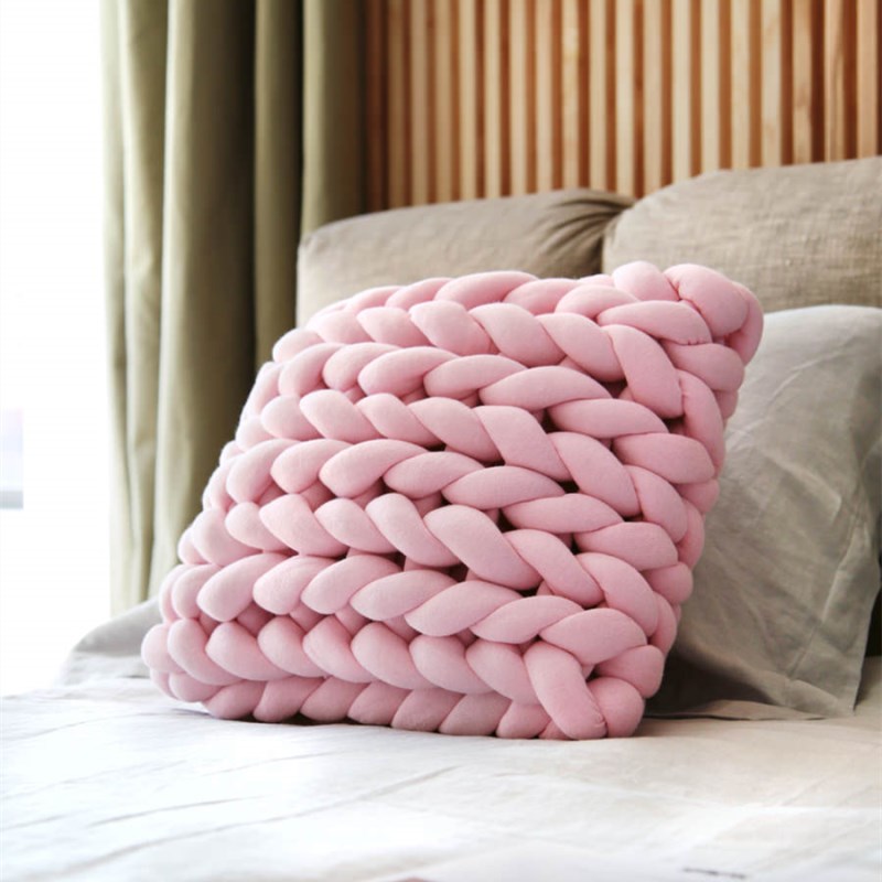 Square Chunky Wool Pillow Handmade Knitting Cushions INS Nordic Braided Cushion For Kids Room Decoration Sofa Bed Throw Pillows - Provence Home Living Store