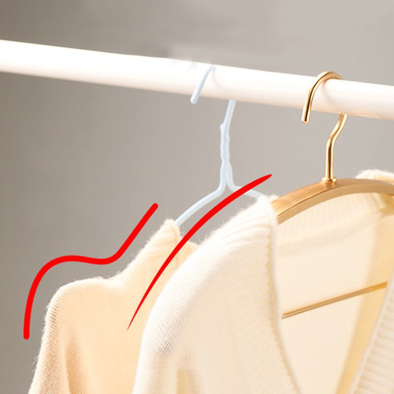 5pcs Widen Metal Coat Hangers Gold Aluminum Alloy Household Space Saver Non-slip Clothes Hanger Sweater Pants Shirt Drying Rack - Provence Home Living Store