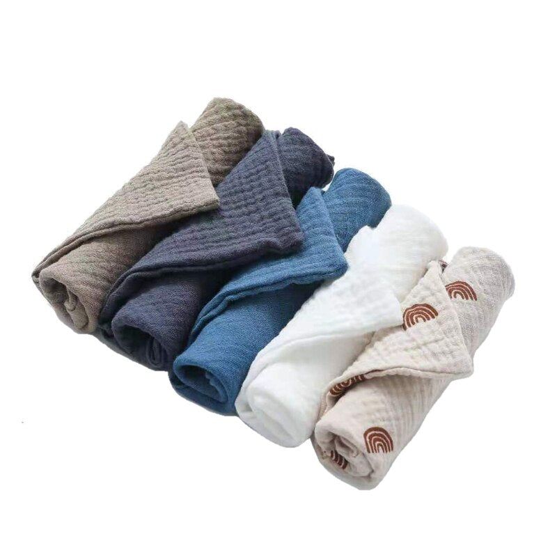 5 Pcs Cotton Baby Muslin Towel Square Infants Saliva Towel Newborn Burp Cloths for Baby Face Washcloth Handkerchief Baby Bibs - Provence Home Living Store