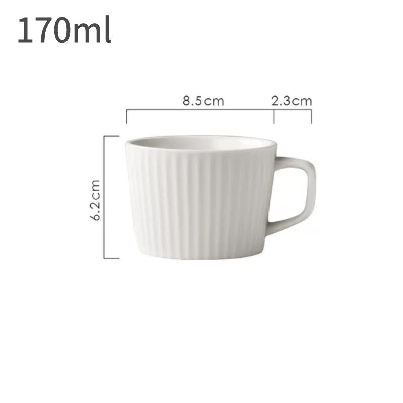 White Coffee Cup Minimalist Design Teacup Ceramic Household Striped Breakfast Milk Mug Wooden Frame Glass Tray Afternoon Tea - Provence Home Living Store