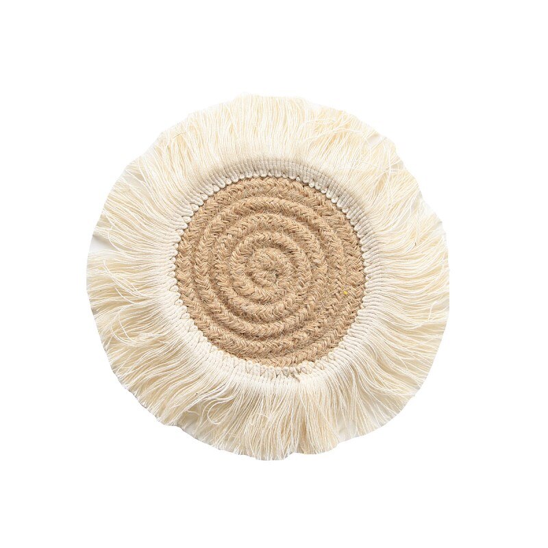 INS Cotton Rope Round Placemats Hand Woven Tassels Table Mat Bowl Pot Insulation Pads Tableware Drink Coaster Home Kitchen Decor - Provence Home Living Store