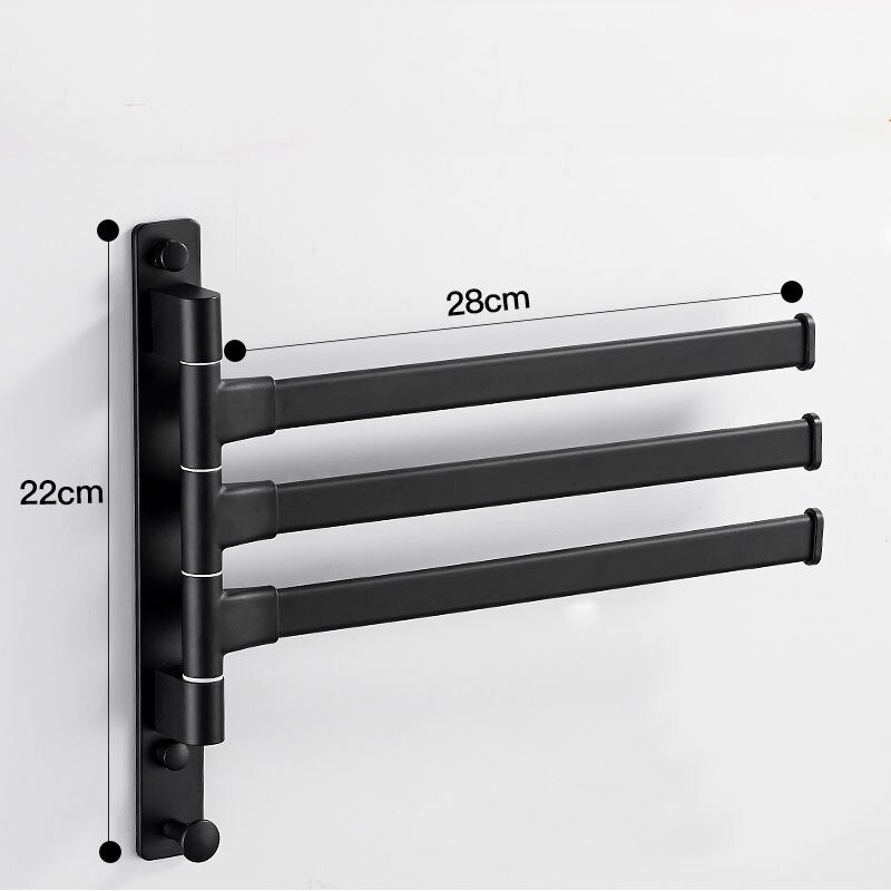 Aluminium Alloy Bathroom Swivel Towel Bar, 2/3/4/5-Arm Swing Hanger Towel Rack with Hook Space Saving Wall Mounted Rotating Towe - Provence Home Living Store