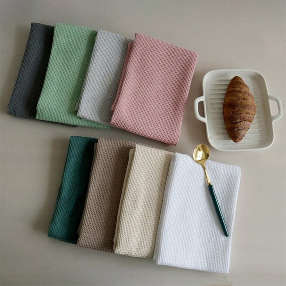 4 Pieces Waffle Weave Cotton Kitchen Towel,45x65cm Large Dinner Plate Hand Towel,Cloth Napkins,Ultra Soft Absorbent Dish Rags - Provence Home Living Store