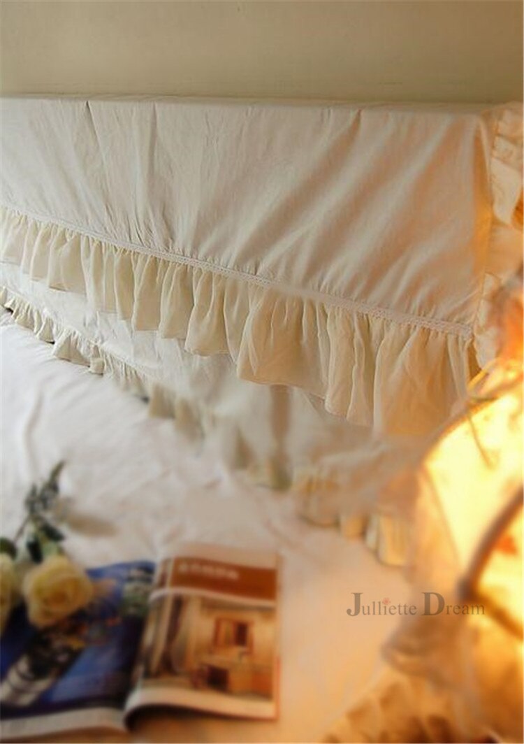 Brief Romantic bed headboard cover wedding decorative Ruffle design cushion cover Classic ruffle lace bed head board towel - Provence Home Living Store