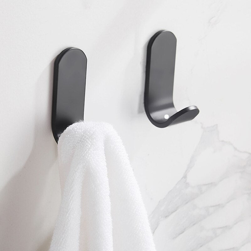 Black Bathroom Hardware Set Towel Bar Rack Toilet Paper Holder Robe Hook Aluminium Alloy Bathroom Accessories - Provence Home Living Store