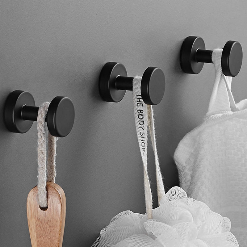 Aluminium Alloy Towel Hook Coat Rack Wall Mounted Clothes Hooks Black White Hooks Of Bedroom For Kitchen Bathroom Accessories - Provence Home Living Store