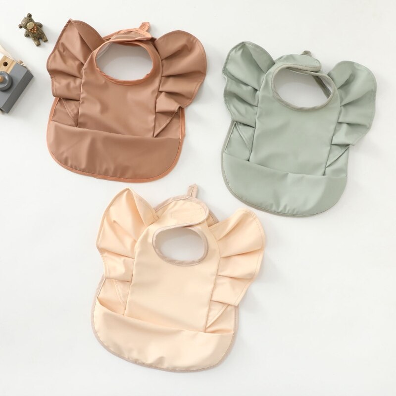 New Cartoon Bear Baby Bibs Waterproof Washable Newborn Boys Girls Feeding Apron Sleeveless Wings Art Smock for 0-3T Baby Stuff - Provence Home Living Store