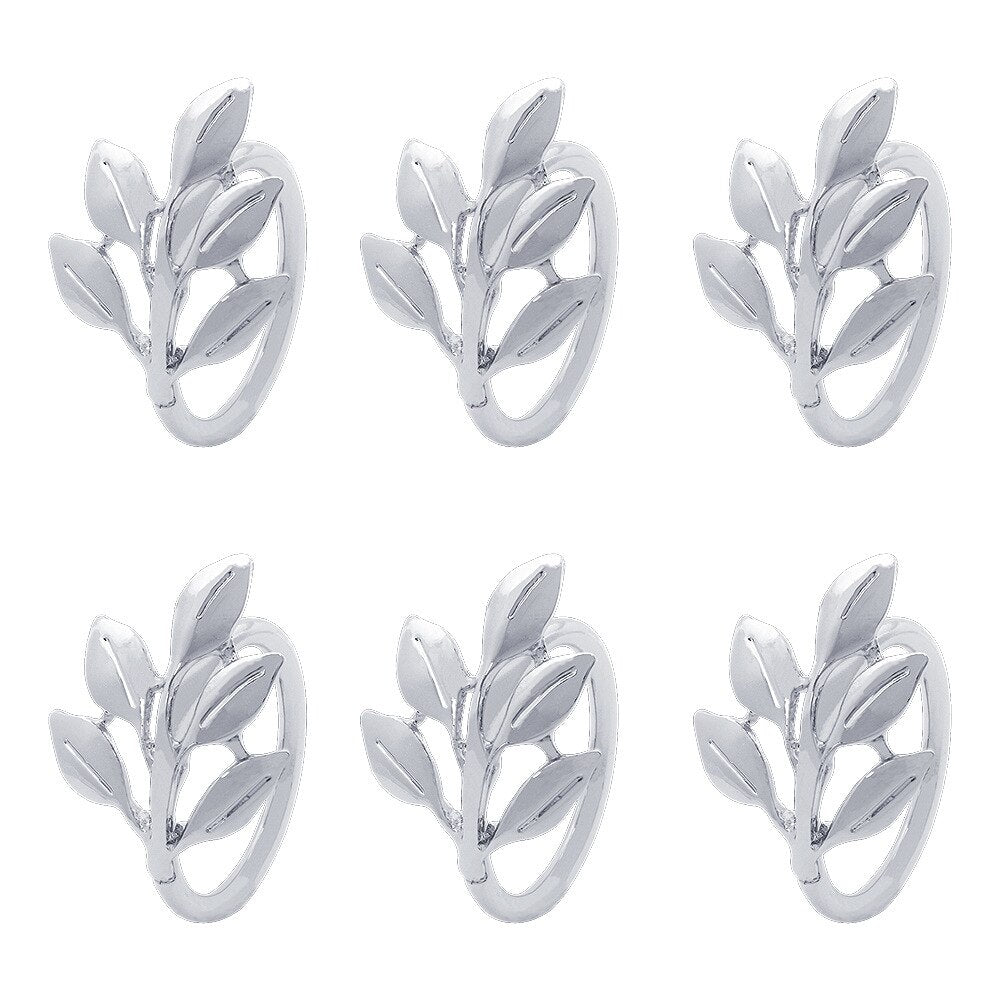 6 Pieces Alloy Leaf Napkin Buckles,European Hotel Supplies Napkin Rings,Holiday Wedding Party Everyday Dinning Napkin Holder - Provence Home Living Store