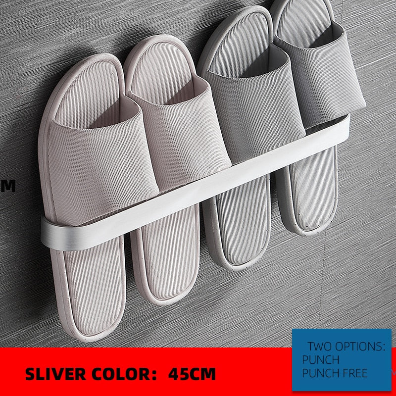 Slipper Rack  Towel Hanger Wall-Mounted Shoes Storage Rack Punch Free Slippers Holder - Provence Home Living Store