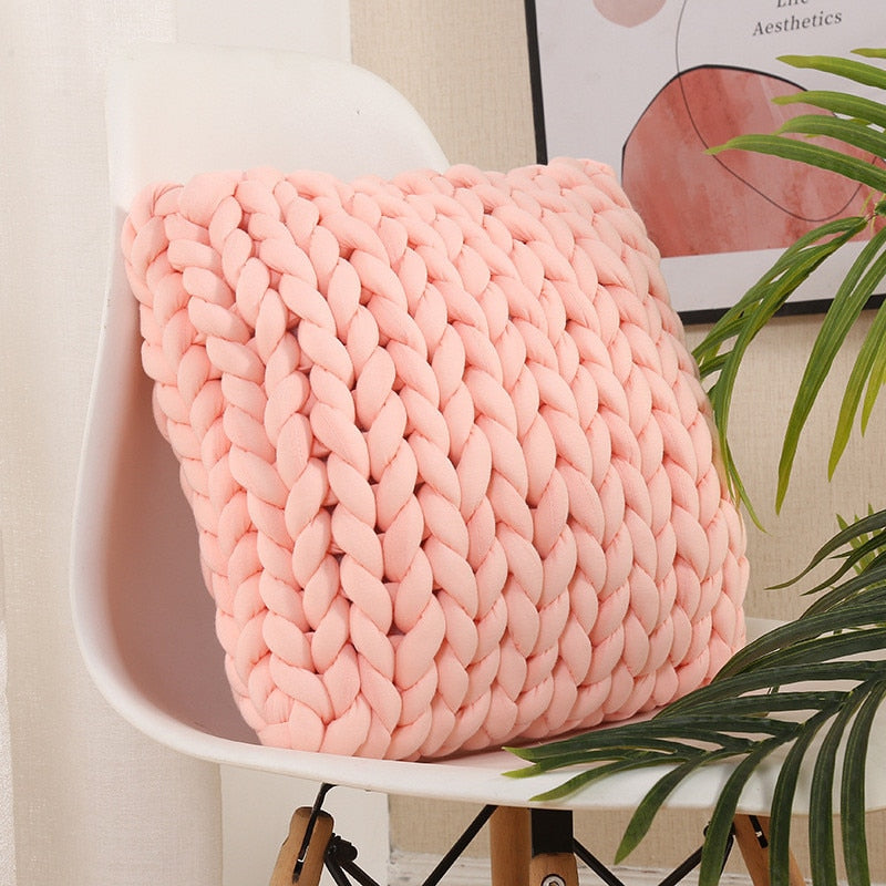 Square Chunky Wool Pillow Handmade Knitting Cushions INS Nordic Braided Cushion For Kids Room Decoration Sofa Bed Throw Pillows - Provence Home Living Store