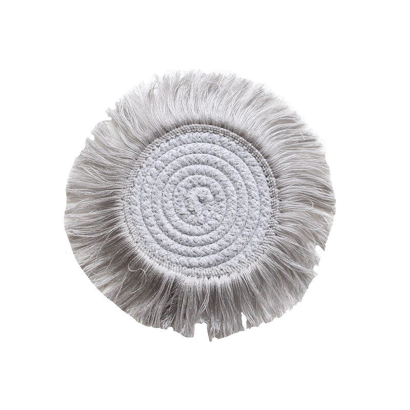 INS Cotton Rope Round Placemats Hand Woven Tassels Table Mat Bowl Pot Insulation Pads Tableware Drink Coaster Home Kitchen Decor - Provence Home Living Store