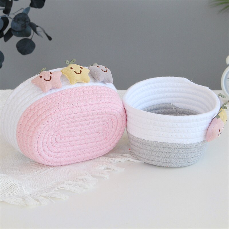 Star Cotton Rope Storage Basket Nordic Weaving Desktop Remote Control Key Organizer Box Porch Sundries Debris Finishing Baskets - Provence Home Living Store