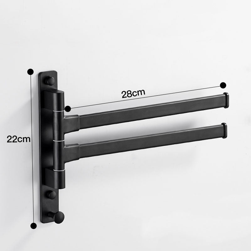 Aluminium Alloy Bathroom Swivel Towel Bar, 2/3/4/5-Arm Swing Hanger Towel Rack with Hook Space Saving Wall Mounted Rotating Towe - Provence Home Living Store